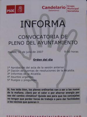 <strong><font size="3" color="#ff0000">COMUNICADO DEL GRUPO MUNICIPAL SOCIALISTA DE CANDELARIO</font></strong>