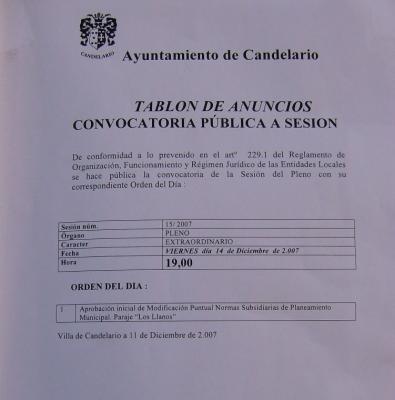 Pleno extraordinario 15/2007 modificacion puntual normas subsidiarias